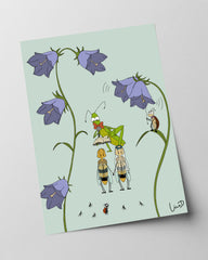 Bienenhochzeit - Süße Tierzeichnung, Natur-Illustration für das Kinderzimmer