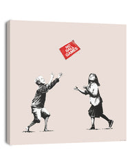 Banksy Kinder Spielen Mit Verbotsschild, Pop-Art Modern Street-Art - Kunstdruck Klein bis Groß XXL - Geschenk