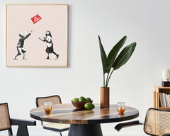 Banksy Kinder Spielen Mit Verbotsschild, Pop-Art Modern Street-Art - Kunstdruck Klein bis Groß XXL - Geschenk