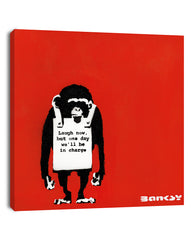 Banksy Street-Art - Affe mit Message - Moderner Kunstdruck Wanddekoration, Klein bis Groß XXL - Canvas Perfekte als Geschenk - Inneneinrichtung Deko