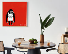 Banksy Street-Art - Affe mit Message - Moderner Kunstdruck Wanddekoration, Klein bis Groß XXL - Canvas Perfekte als Geschenk - Inneneinrichtung Deko